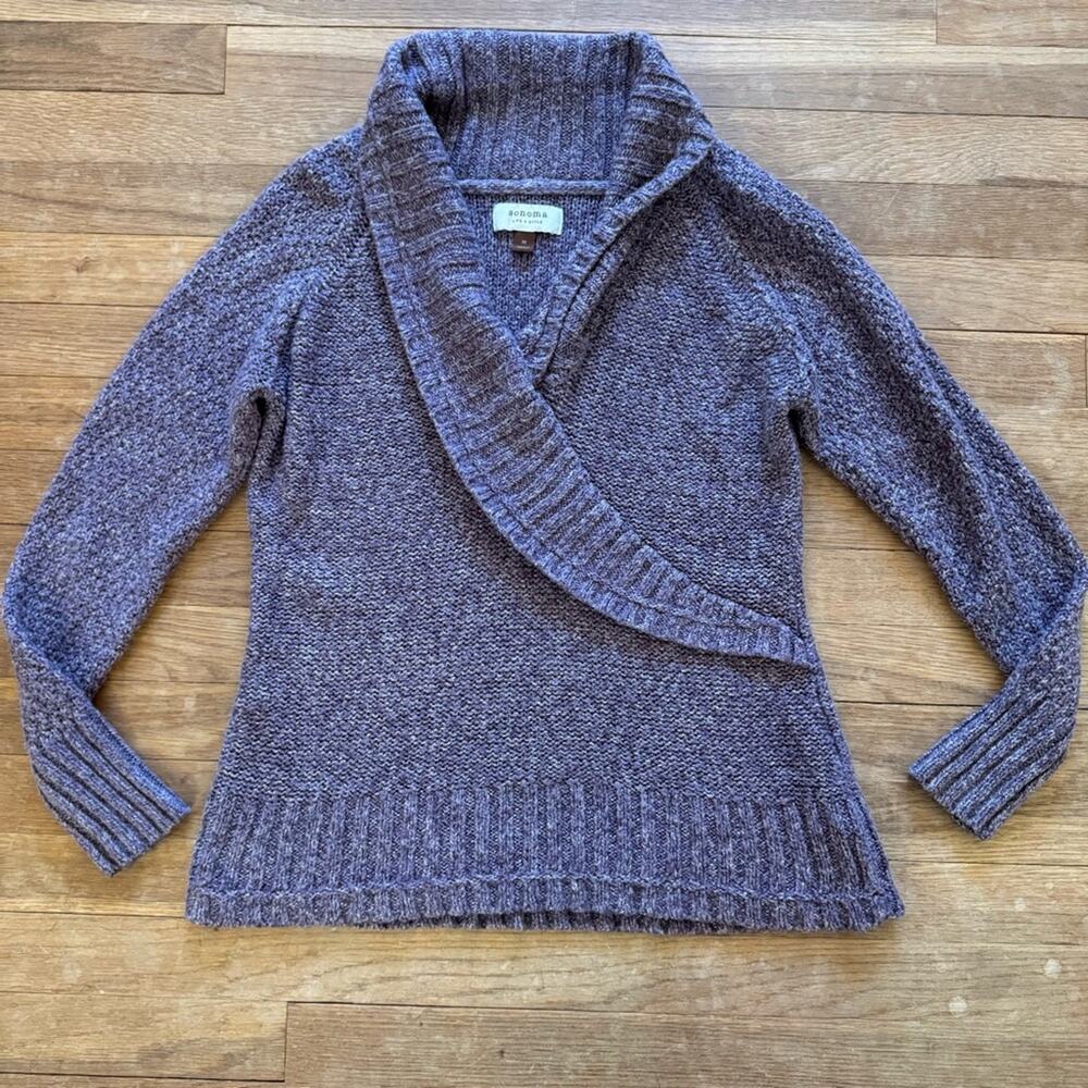 Sonoma lavender cow neck high low knit pullover sweater top size medium M
 b34